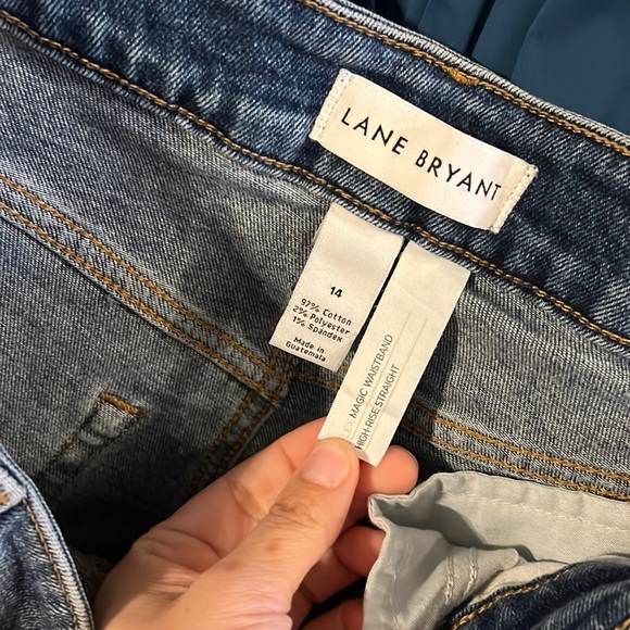 Lane Bryant High Waist Straight Raw Hem Flex Magic Blue Jeans Size 14 - Picture 4 of 6